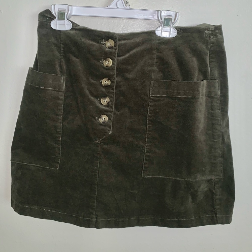 Velvet Army Green Skirt